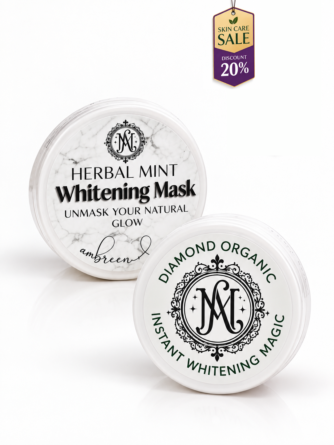 Skin Care Whitening Bundle – Herbal Mint Mask & Diamond Organic Whitening Magic